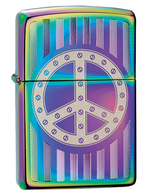 Zippo Rivit Peace Sign Spectrum Lighter