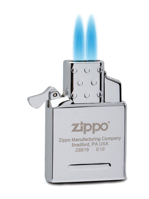 Zippo Satin Chrome Lighter with Double Torch Lighter Insert